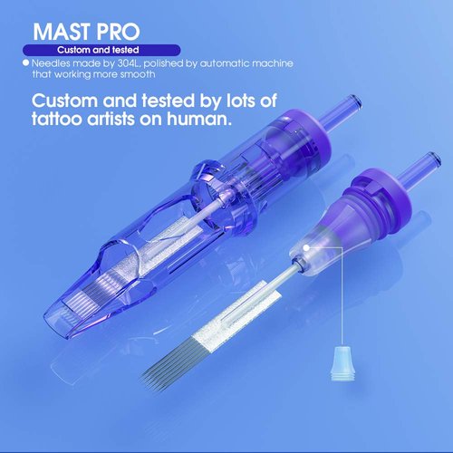Mast Pro Tattoo Cartridge Needles 20Pcs 1025RM Disposable Membrane Premium Needles Bugpin Curved/Round Magnum for Artists & Beginners