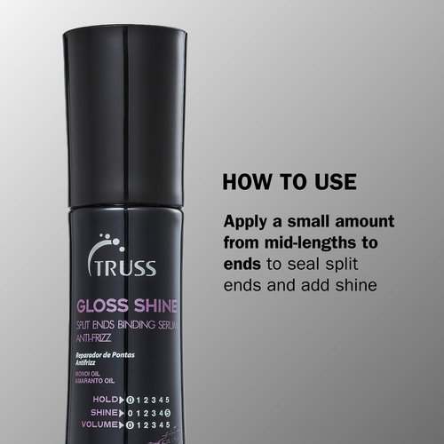 Truss Gloss Hair Smooth and Shine Split Ends Repair Serum And Frizz Control for all Hair Types - Smoothes Frizzy And Damaged Hair