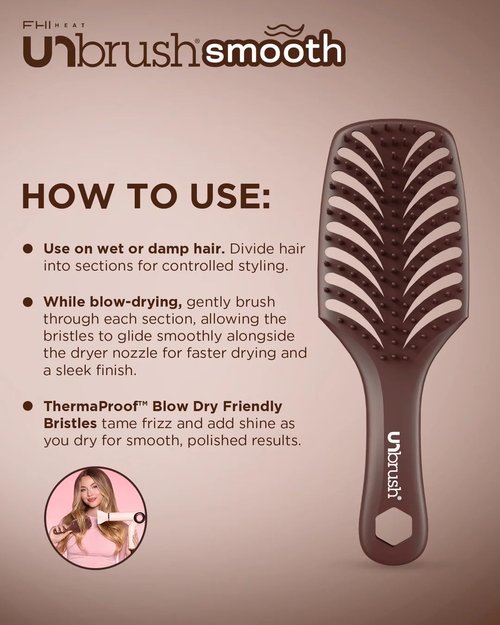 FHI Heat UNbrush - Heat Resistant Detangling Smoothing Brush for All Hair Types | Pain-Free Brushing