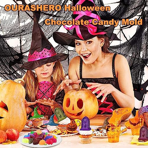 Halloween Silicone Mold 3D Pumpkin Skull Gummy Candy Chocolate Molds - Orange & Purple