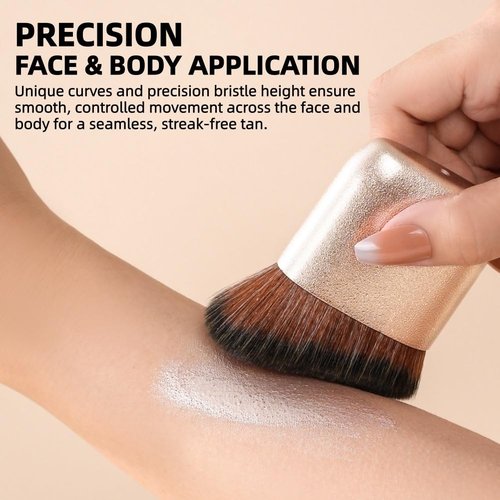 GOERTI Self Tanner & Bronzer Brush with Travel Case – Large Kabuki Body Makeup Brush for Face & Body, Ultra Soft Vegan Kabuki Foundation Makeup Brush for Liquid, Cream & Powder Applicator