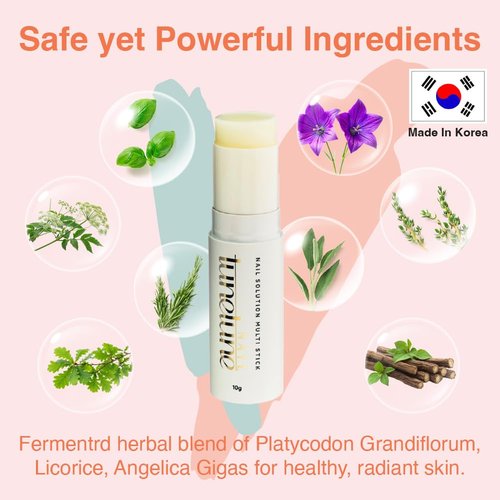 TuneTune Nail Fermentation Multi Stick | Herbal Fermented Nail Balm | Deep Nourishment & Hydration | Vegan Certified Natural Nail Care | For Dry or Rough Nails | Compact & Travel-Friendly | 10g