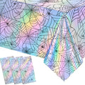 Halloween Party Tablecloth Set - 3 Disposable Iridescent Spiderweb Plastic Coverings Variation of THIS listing