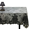 Gothic Black Lace Spider Web Halloween Tablecloth - 53x68 Inches, Spooky Party Decor