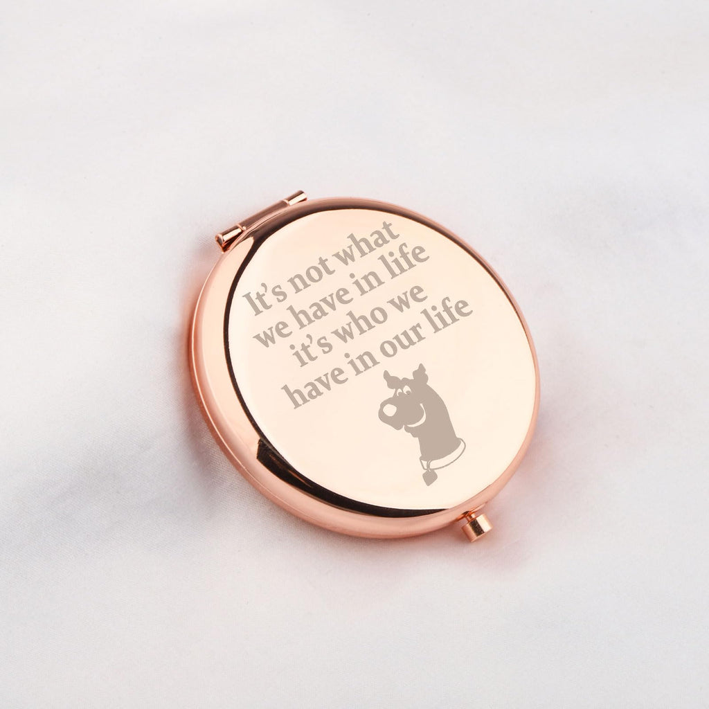 WUSUANED Funny Dog Makeup Mirror It’s Not What We Have in Life It’s Who We Have in Our Life Jewelry Cartoon Dog Lover Gift Dogs Mom Gift (artoon S Dog Mirror 2)