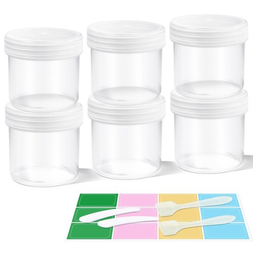 DEMORA Small Travel Containers Plastic Jars with Lids for Creams, Refillable TSA Approved Travel Size Containers for Lotion Makeup Cosmetic Toiletries Ointments, PP, BPA Free (Clear, 3.4 oz, 6 Pcs)