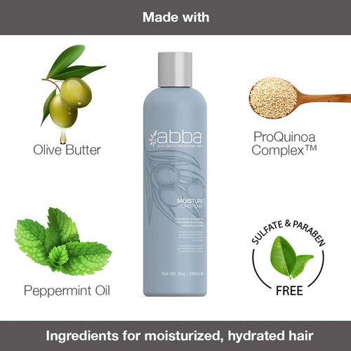 ABBA - Pure Moisture Essentials Value Trio – Shampoo, Conditioner & Bonus All-In-One Leave-In Spray – Hydrating & Nourishing – Olive Butter & Peppermint Oil