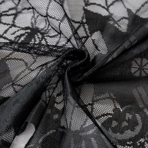Joyfol Day Halloween Lace Tablecloth 72x54 Inch Gothic Spiderweb Castle Black