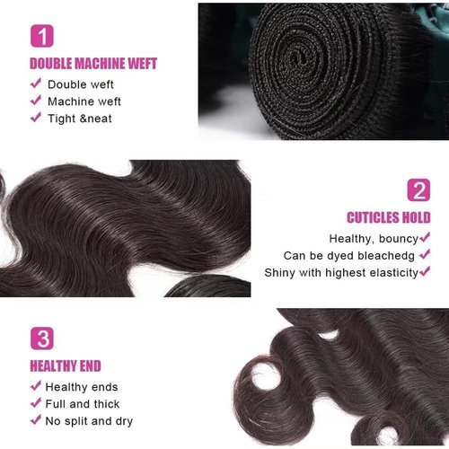 10A Human Hair Bundles 14 14 14 Inch Body Wave Bundles Human Hair Unprocessed Brazilian Virgin Hair 3 Bundles Hair Weave Body Wave Bundles Human Hair Extensions Natural Color
