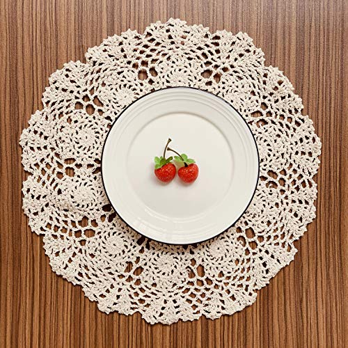 50cm Handmade Crochet Lace Doilies Set - Vintage Floral Round Tablecloths
