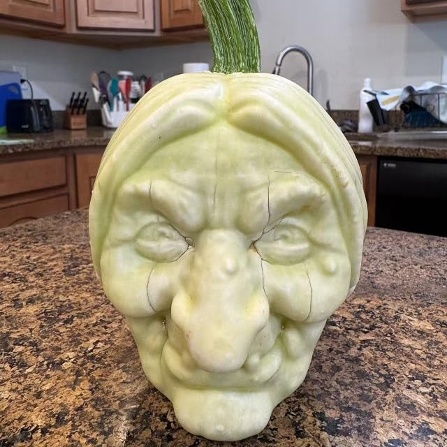 Witch-Shaped Pumpkin Mold Double Face for Growing Halloween Pumpkins and Watermelons