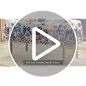 Fall Tablecloth 60 x 84 Inch Rectangular Blue & Orange Porcelain Pattern