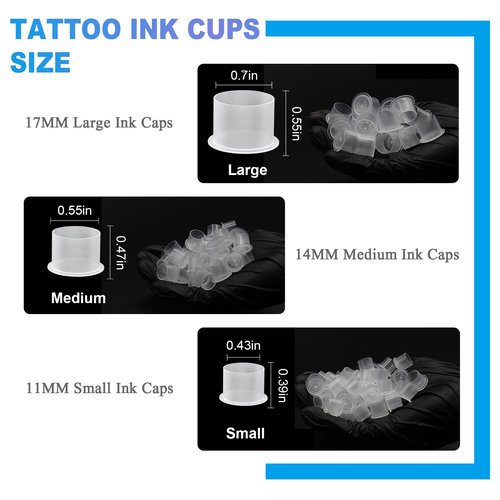 Tattoo Ink Caps - Emalla 1000Pcs Small Tattoo Ink Cups Disposable Ink Caps with Base #11MM Plastic Tattoo Caps Pigment Container Ink Cups for Tattoo Ink Tattoo Supplies
