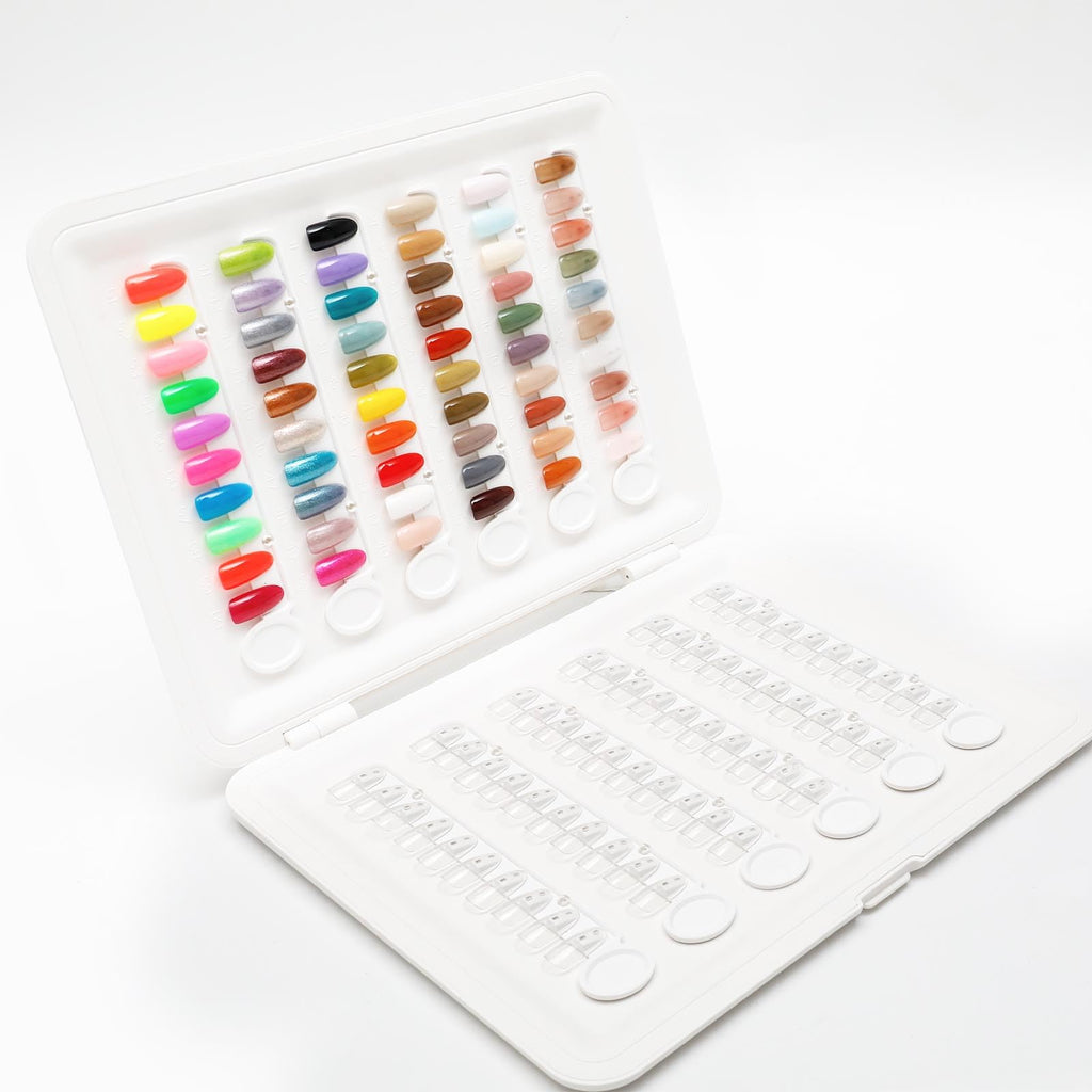 YINGJEE Nail Color Display Book Nail Swatch, 120 Colors Nail Polish Sample Display Book with Transparent Replacement Nails, Professional Nail Gel Color Card Book, No Need Pasting, No Need Glue