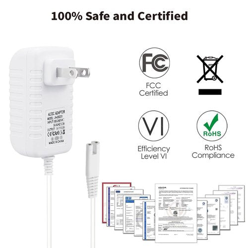 Charger for Waterpik Water Flosser, Compatible with Waterpik WP360 WP360W WP462 WP462W WP450 WP450W YLA-03010 Series, Replacement Water Flosser Power Cord, 2 Prong Adapter Power Supply, 3V DC, 5FT