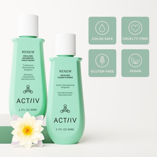 ACTIIV Renew Travel Duo | Supports Scalp Health & Appearance of Fuller, Healthier-Looking Hair, Hydrates & Nourishes, Heals Damaged & Over-Processed Hair, Plant-Based, Color-Safe, Vegan