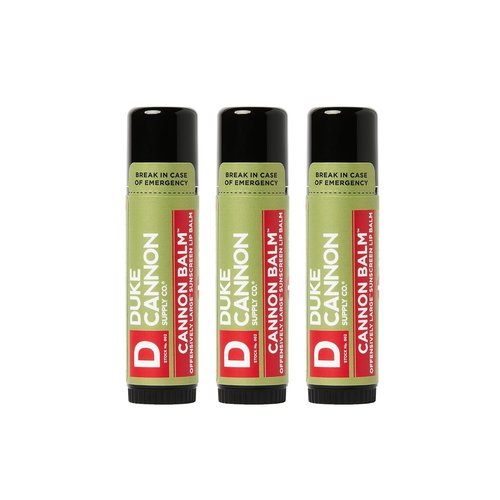 Duke Cannon Balm Tactical Lip Balm 3-Pack with SPF 15, 0.56oz – Premium Lip Protector with Organic Ingredients, Fresh Mint Flavor, Natural Beeswax, Coconut & Shea Butter, UV Protection