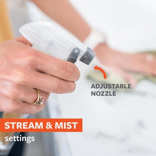 Full Circle | Refillable Glass Spray Bottle - Versatile Stream & Mist Options, 16oz Gray, 3 Pack - Eco-Friendly Cleaning & Plant Care