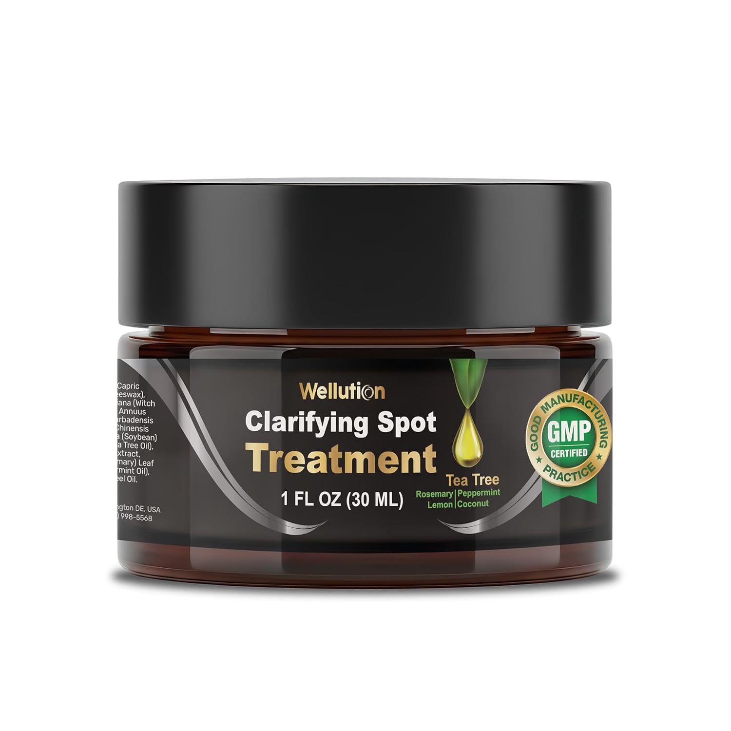 WELLUTION Cystic Acne Spot Treatment - Fast-Acting Tea Tree Cream for Pimples & Blemishes - 1oz Non-Greasy Formula