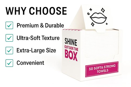 Shimmer Anna Shine XL Disposable Face Towels – 50 Count Ultra-Soft Lint-Free Dry Facial Wipes, 100% Viscose Towels for Skincare, Makeup Removal & Sensitive Skin