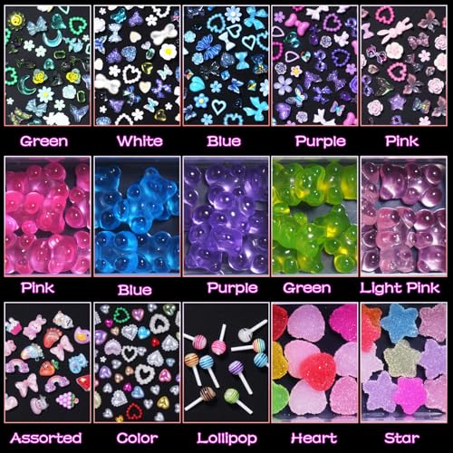 3D Bear Candy Nail Charms - Assorted Color Lollipop Butterfly Nail Art - Variation C1-bear