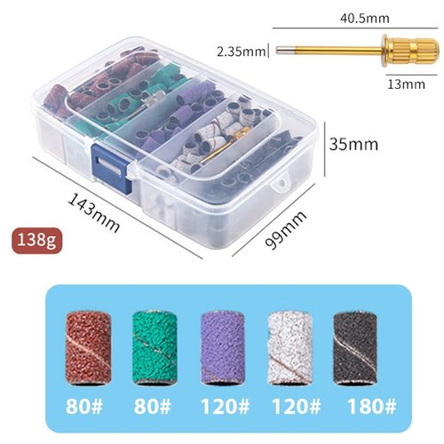 Nail Drill Bits Sanding Bands for Nail Drill, Lumcrissy Sanding Band with Storage Box,Include 250 Superfine Grinding Wheel Sand Bands and 3 Pieces Mandrel for Most Size 3/32" Nail Drill