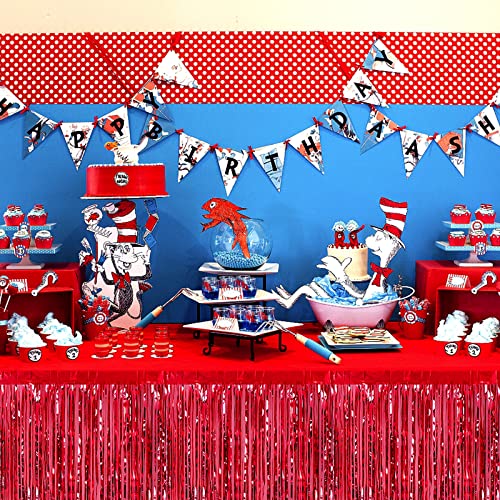 Red Metallic Foil Fringe Table Skirts 6 Pack - Party & Celebration Decor