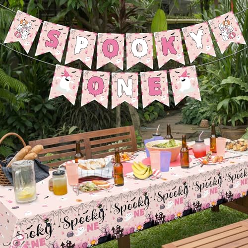 Pink Halloween Tablecloth 3-Pack for Birthday Party Decorations Girl Spooky