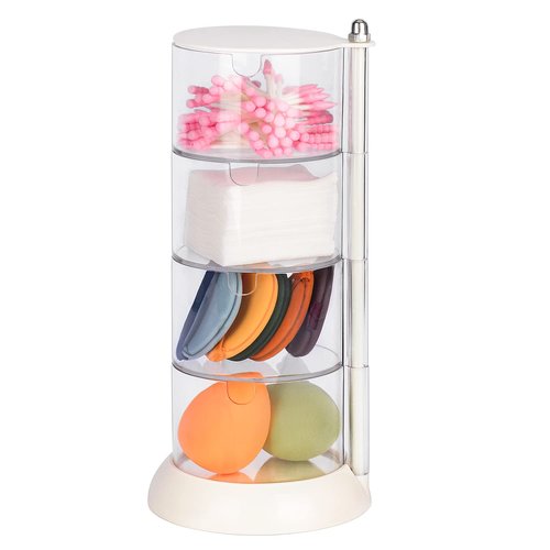 JessLab 4 Layer Clear Jewelry Organizer, 360° Rotatable Acrylic Hair Accessory Organizer, Hair Clip and Tie, Earring Storage for Bathroom Vanity Countertop
