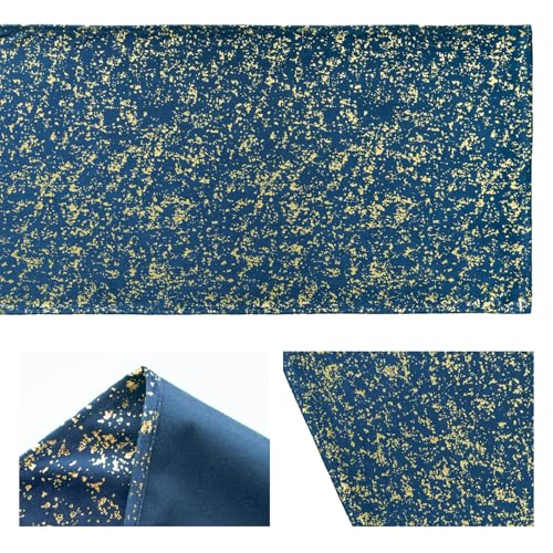 Dutch Fleece Table Runner - Navy Blue Glitter Metallic Holiday Decor 13x72 Inch