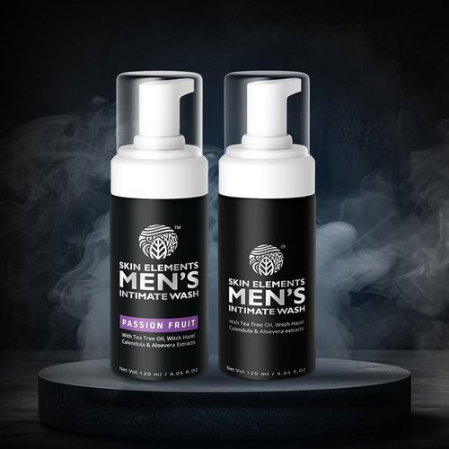 Skin Elements Men's Intimate Wash Combo | Pack of 2 | Jabon Intimo Hombre | Tea Tree Oil + Passion Fruit | pH Balanced Foaming Wash | Soothes, Refreshes & controls Bad Odor | (240 ml)