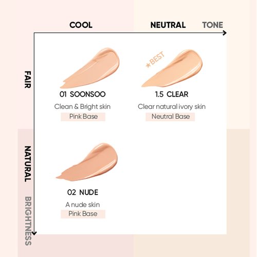 AMUSE SEOUL Dew Jelly Vegan Cushion Foundation (1.5 CLEAR) | dewy, glow, long-lasting, double coverage, clean beauty, lightweight, natural look, foundation for sensitive skin, hydrating cushion