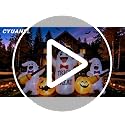 8 Ft Halloween Inflatable Ghosts with Pumpkin Broom LED Light Decor - White