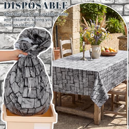 Stone Wall Plastic Tablecloths - Medieval Castle Party Decorations, 6 Pack