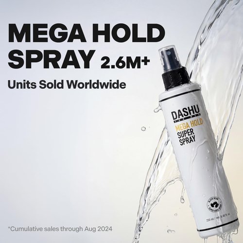 DASHU Mega Hold Hairspray - Long-Lasting, Weather-Resistant Frizz Control | 8.45 fl oz (Two Bundle)