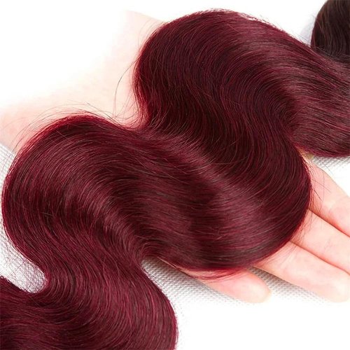 99J Burgundy Human Hair Bundles Body Wave 22 Inch 12A Wine Red Double Weft Brazilian Bundles Human Hair Extensions 1 Pack