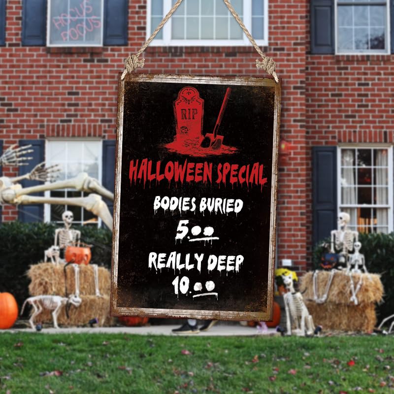 Halloween Special Metal Sign Wall Decor - Creepy Haunted House Halloween Humor - 8x12 Inches