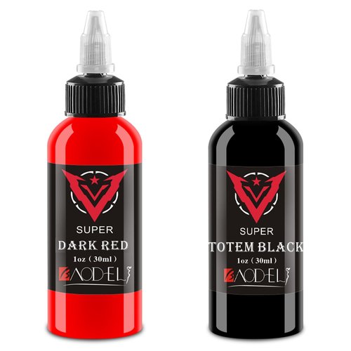 AYCOS 1oz Tattoo Ink - Black Red Tattoo Ink - Ink Set A Classic Combination of Black and Red - Suitable for Professional Tattoos and Artist