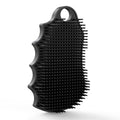 iTokGok Silicone Body Scrubber Silver-Infused Dual-Sided 3-in-1 for Shower, Body Cleaning+Massage+Exfoliator Body Brush Buffer for Men and Women, Silicone Loofah, Non-Slip Handle (Black)