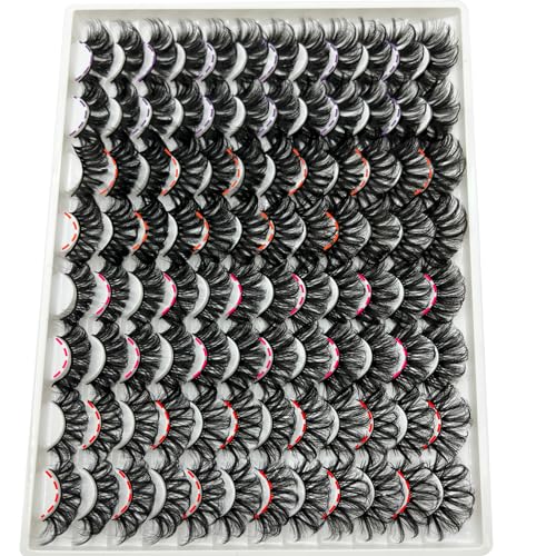 25mm Mink False Eyelashes Pack 48 Pairs - Dramatic Full Volume, Wispy & Curly Styles