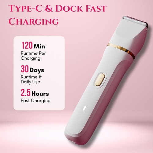 Paradise Bliss Quality 5-in-1 Bikini Trimmer Electric Razors with USB Cord, Excellent Facial Hair Elimination, Wet/Dry Body Shaver for Nose, Eyebrows, Beard, Leg, and Arm, IPX7 Waterproof (White)