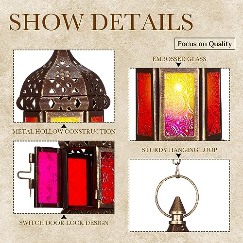 Retisee 8 Pcs Moroccan Hexagon Candle Lantern Holders - Indoor Outdoor Decor