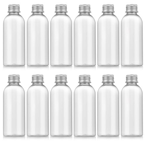 RAMFIYN 3.4 oz Travel Bottles TSA Approved, 12 pcs Refillable Travel Bottles Leak Proof with Silvery Screw Cap, Essential Oil Bottles Empty