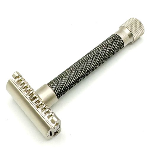 Parker Adjustable Double Edge Safety Razor - Customize Your Shave from Mild to Aggressive | 5 Blades Included (Graphite Gray)
