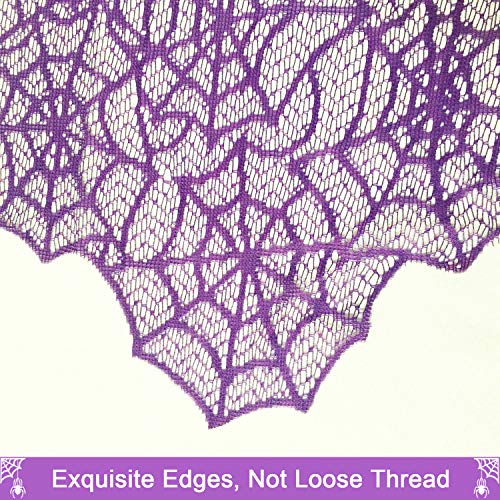 Halloween Purple Lace Spider Web Table Runner 13x72 Inch - Spooky Party Decor