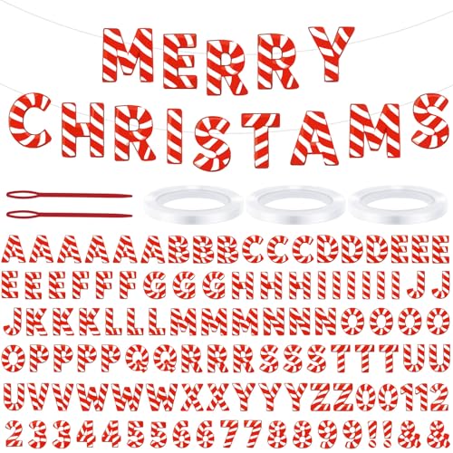DIY Custom Banner Letter Kit - Candy Cane Style, Red & White, 116 Pieces