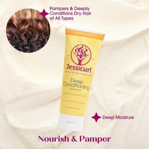 Jessicurl Deep Conditioning Treatment - Fragrance-Free 8 Fl Oz | Nourishing Anti-Frizz Hair Mask for Curly Hair