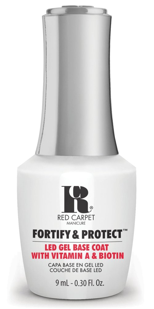RC Red Carpet Manicure Fortify & Protect LED Gel Base Coat – Strengthens Nails with Vitamin A & Biotin, Prevents Brittleness, Long-Lasting Gel Nail Protection for Healthier, Stronger Nails (0.3 Fl Oz)