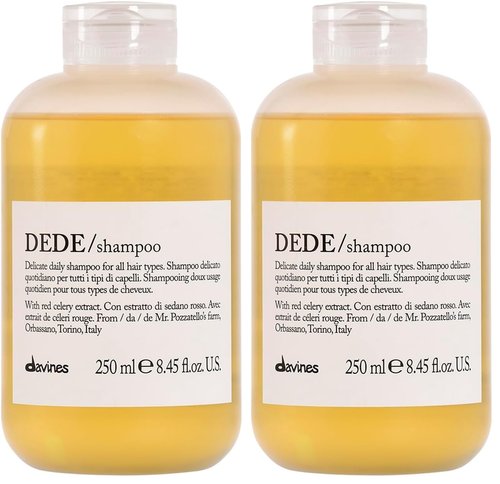 Davines DEDE Shampoo - Delicate Daily Cleanser for Medium & Fine Hair | Light, Shiny & Soft - 8.45 Fl Oz (Pack of 2)