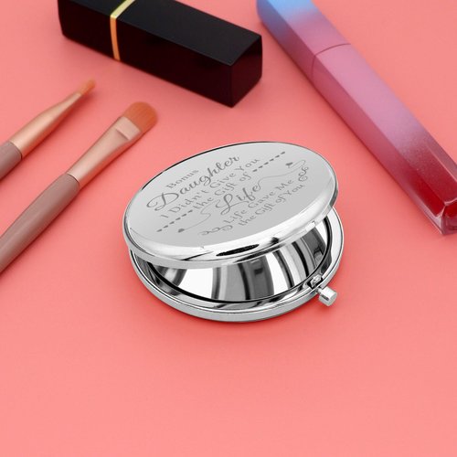 Gevody Bonus Daughter Gifts - Folding Makeup Mirror for Stepdaughter, Adopted Daughter or Mom's Gift - Perfect for Birthdays, Christmas or Graduation